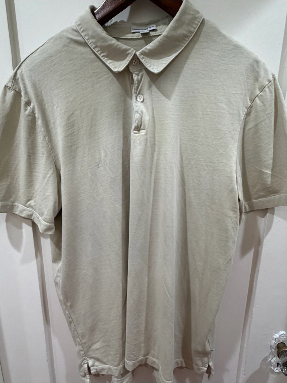 James Perse Short Sleeve Polo in Beige